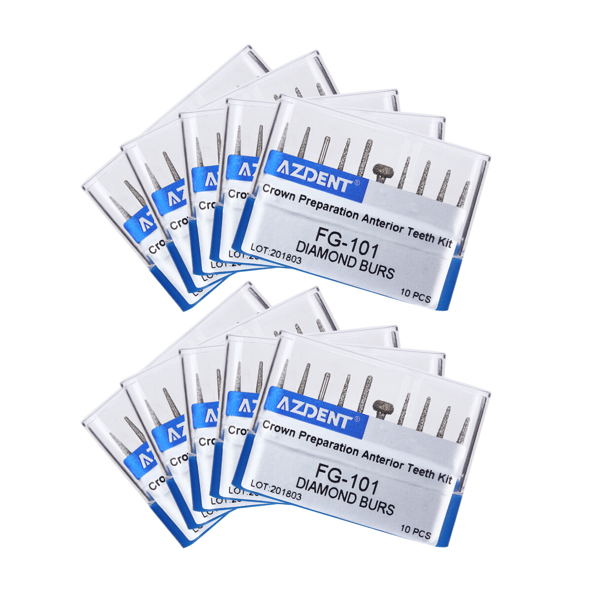 10PCS/Kit Dental Diamond Burs Kit FG101-FG117 fit Handpiece AZDENT