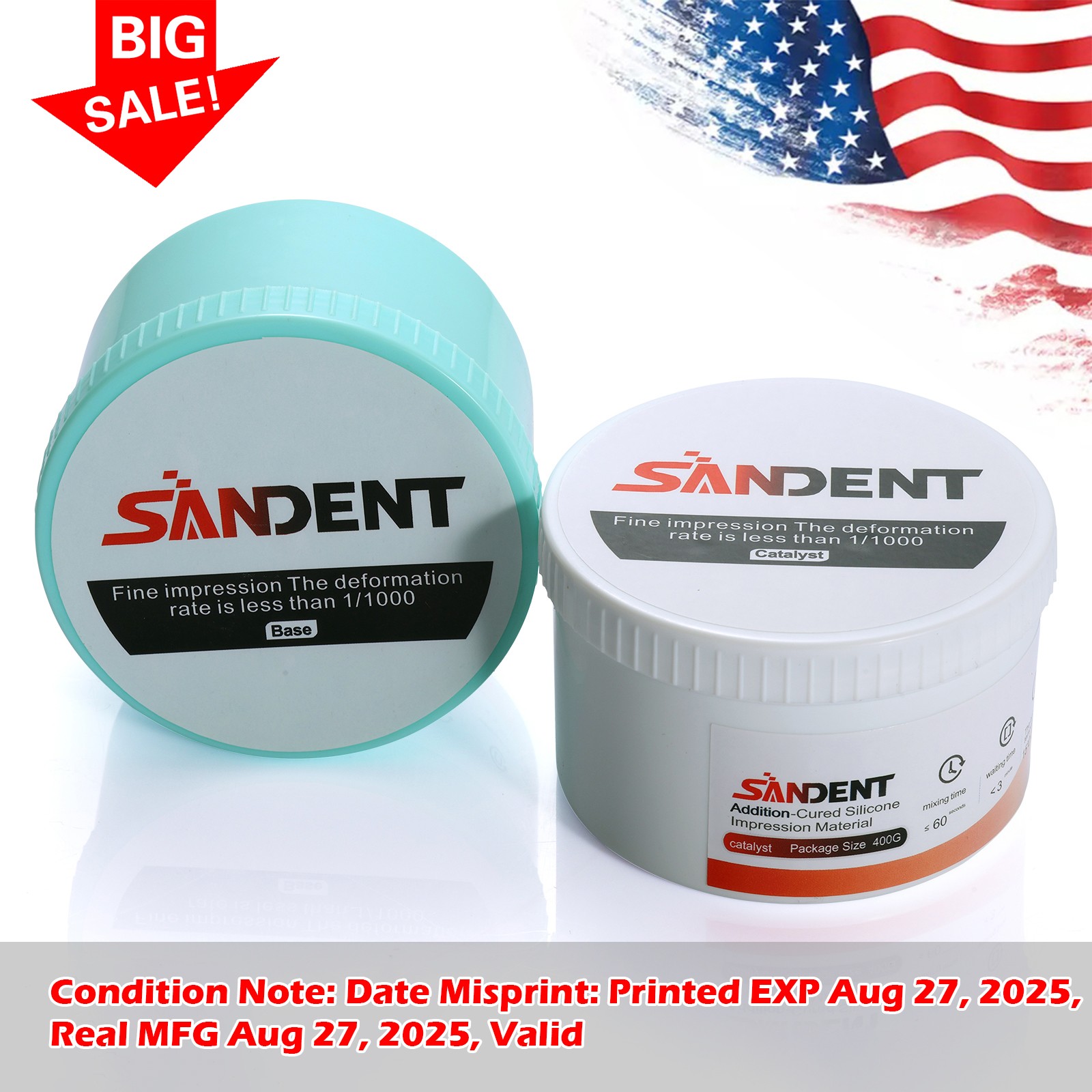 1-10*Dental Putty Fast Set Impression Material 400g Base+400g Catalyst