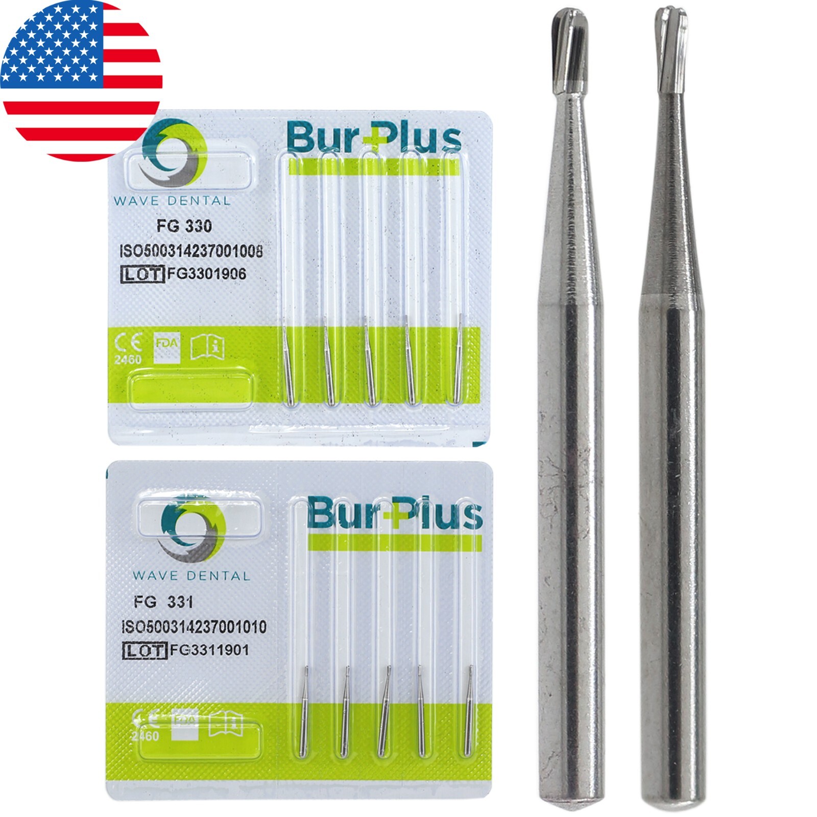 Wave Dental Carbide Burs FG 330 245 High Speed Pear Domed Fissure Friction Grip