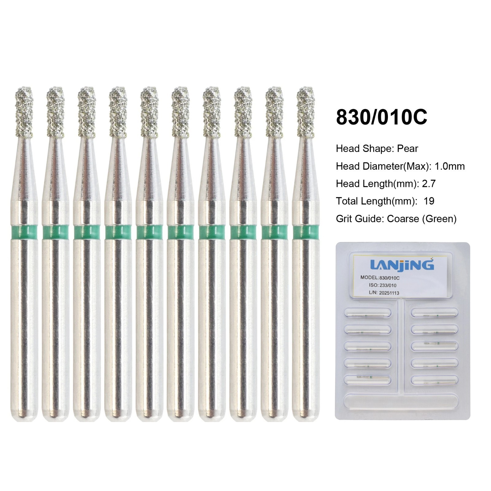 Wave Dental Carbide Bur FG 330 245 557 Pear Diamond Bur 830/008 010 High Speed