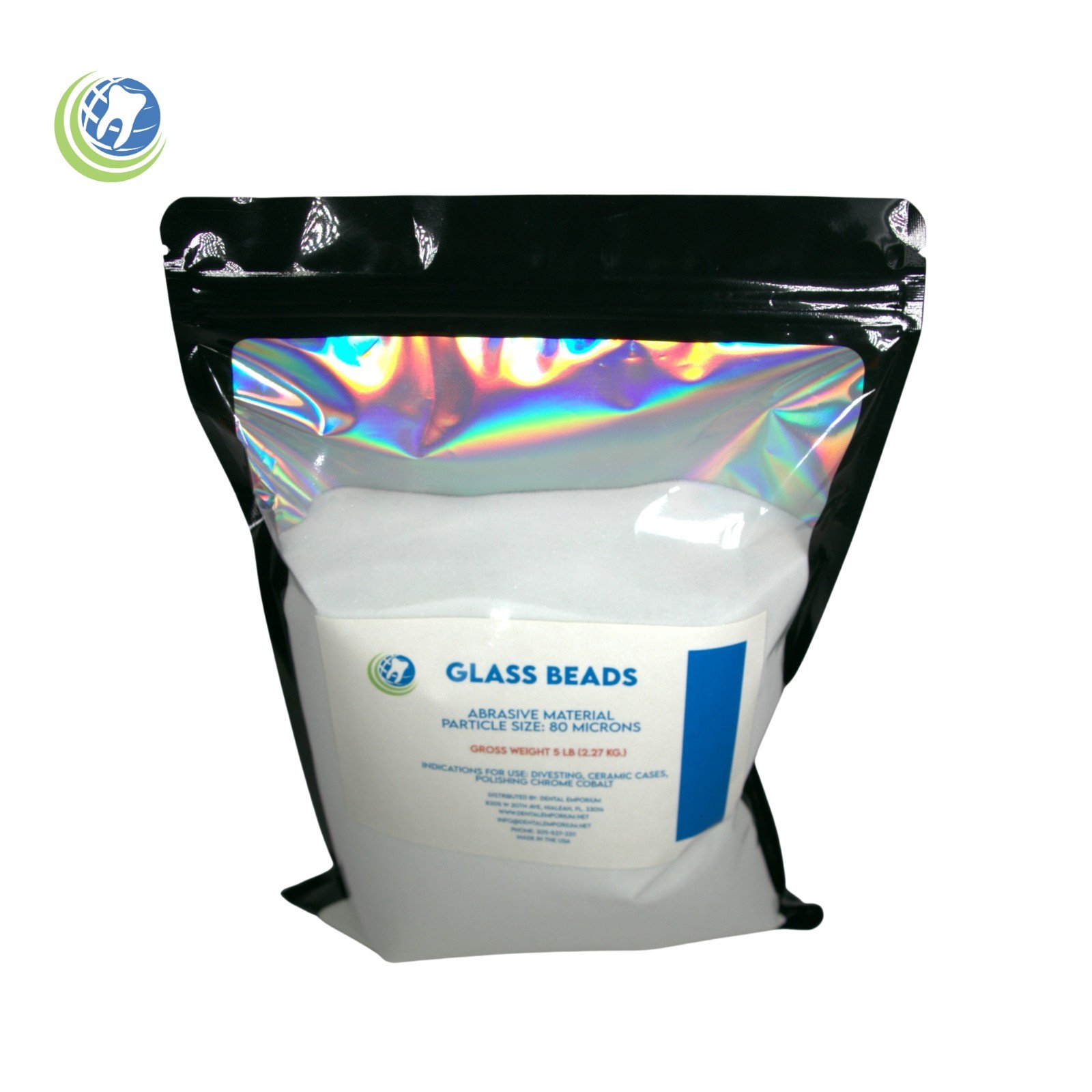 Glass Beads Abrasive Material for Ceramic Chrome Cobalt Polishing 5 Lb. 80Micron