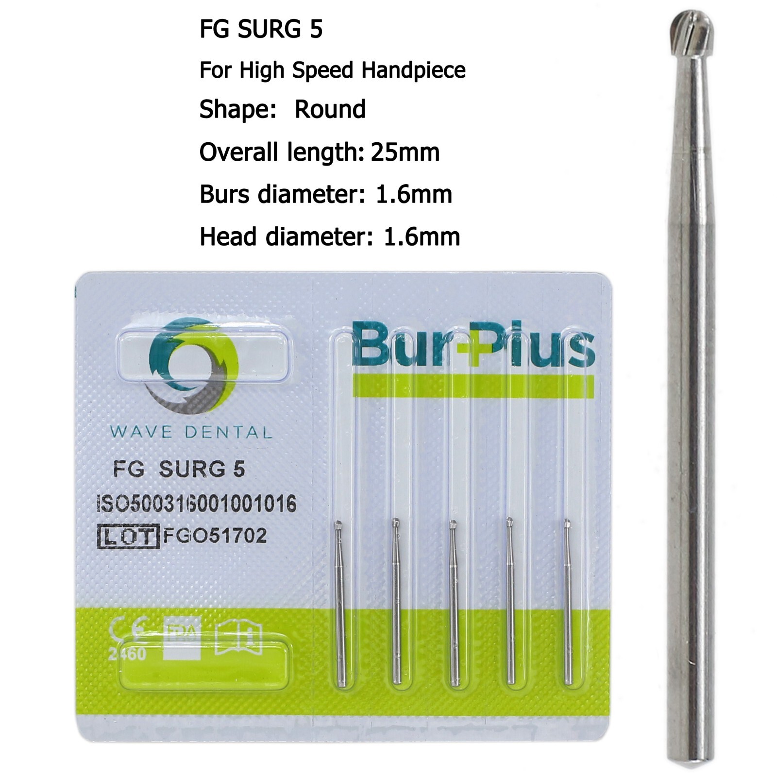 Wave Dental Carbide Surgical Burs FG SURG 2 4 557 557L 702 Long Shank High Speed
