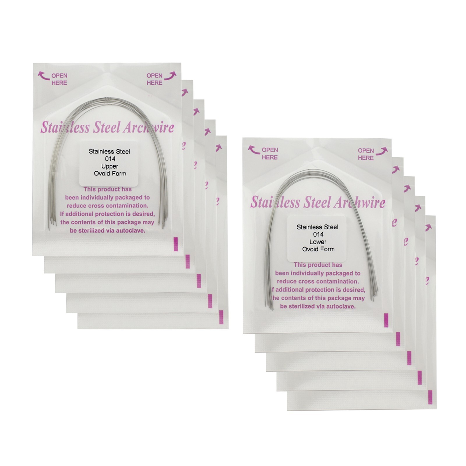 Dental Orthodontic Arch Wires Stainless Steel Round Ovoid Form Upper Lower 012