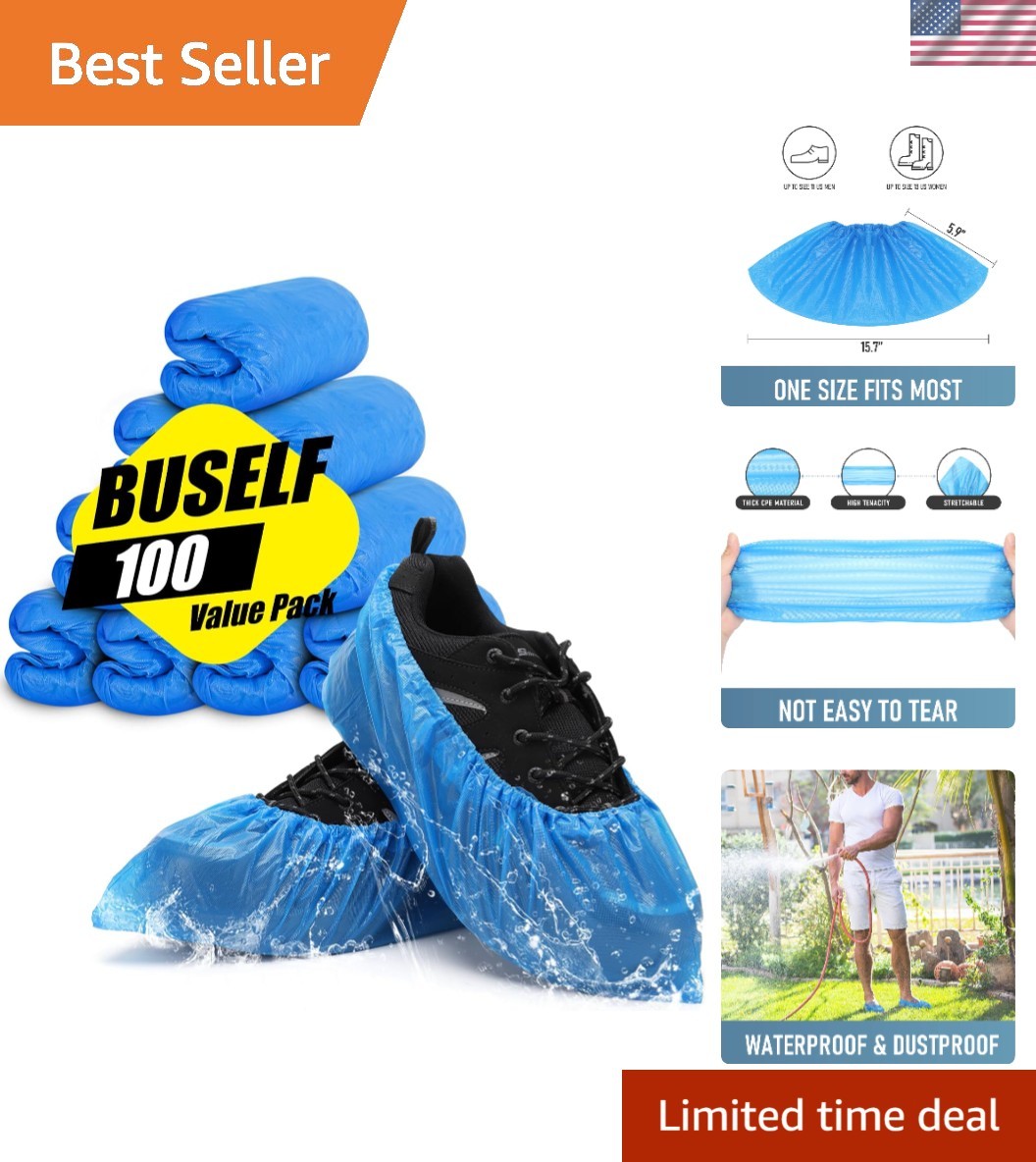 High-Quality Non-Slip Shoe Booties – 100 Pack, Perfect for Indoor & Outdoor Use