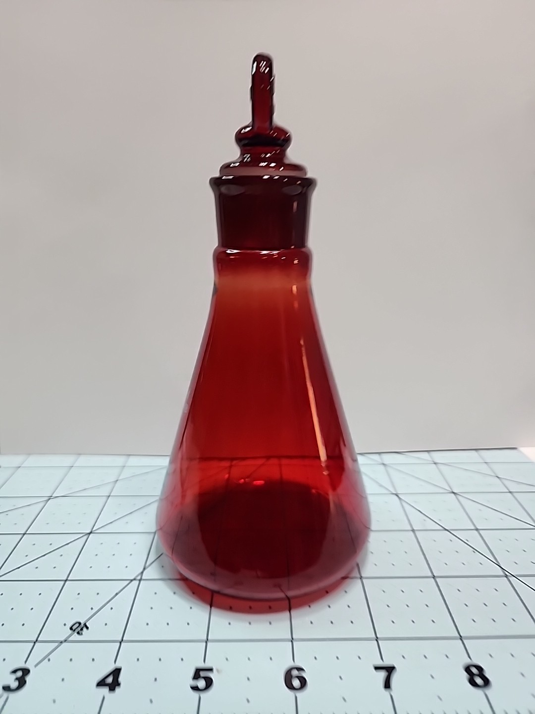 VINTAGE RED PYREX 250 mL LOW ACTINIC NARROW MOUTH ERLENMEYER FLASK EUC