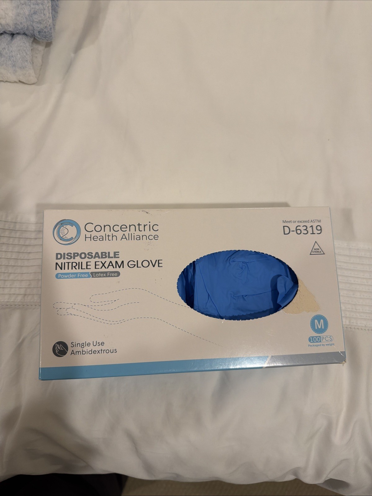 (100 PIECES) Huayuan Blue Disposable Nitrile Exam Gloves Powder-Free Medium