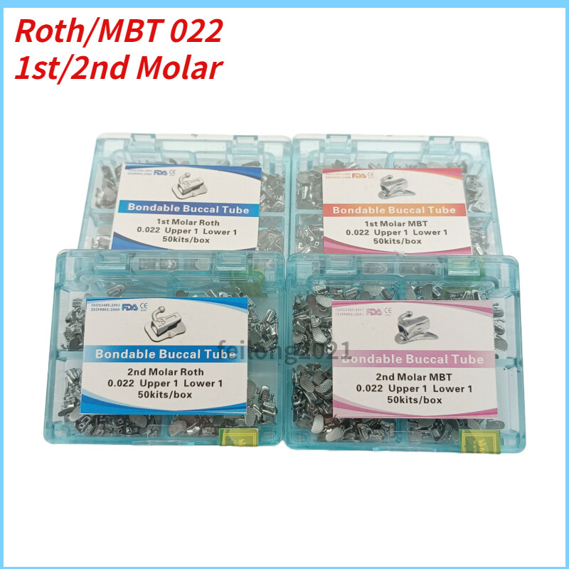 50Sets Dental Orthodontic Buccal Tube 1st 2nd Molar Roth/MBT 022/018 Mesh Base