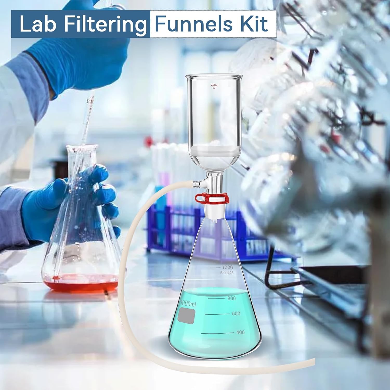 NEW Lab Filtering filter Set Filtration Flask 1000ml Buchner Funnel 250ml