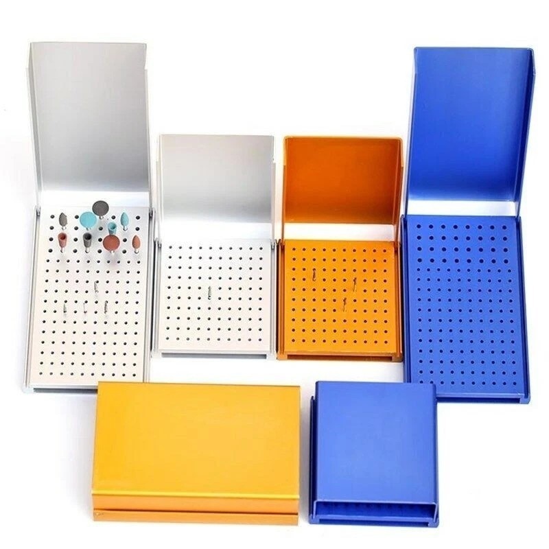 Dental Autoclave Aluminium Disinfection Box Bur Block Holder Organizer 10 Types
