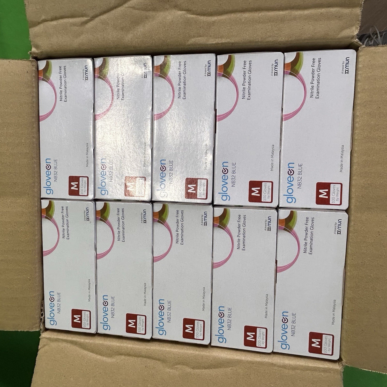Nitril Exam Gloves – FREE SHIPPING 10 Pack of 100, Large/ Med Powder Free Blue