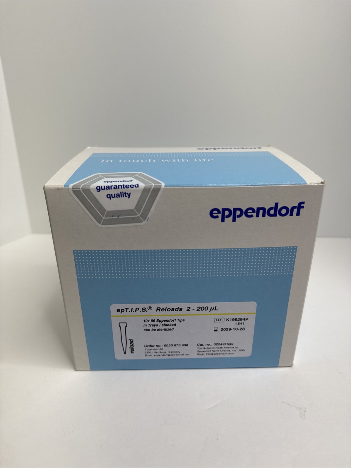 Eppendorf 022491539 epT.I.P.S. Reloads 2-200uL 1 BOX (10 trays× 96 tips)