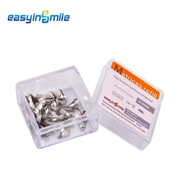 50Pcs Dental Metal Matrices Matrix Band Sectional Contoured Refill S/M/L 50μm