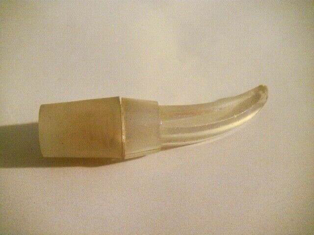 EXTREMELY ODD CONJOINED RIBBED & HORNED BOTTLE MADE IN FRANCE EACH W GLASS STRAW