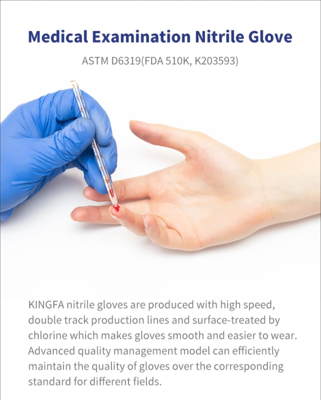 KINGFA Medical Powder Free Nitrile Examination Gloves Medium for Healthcare