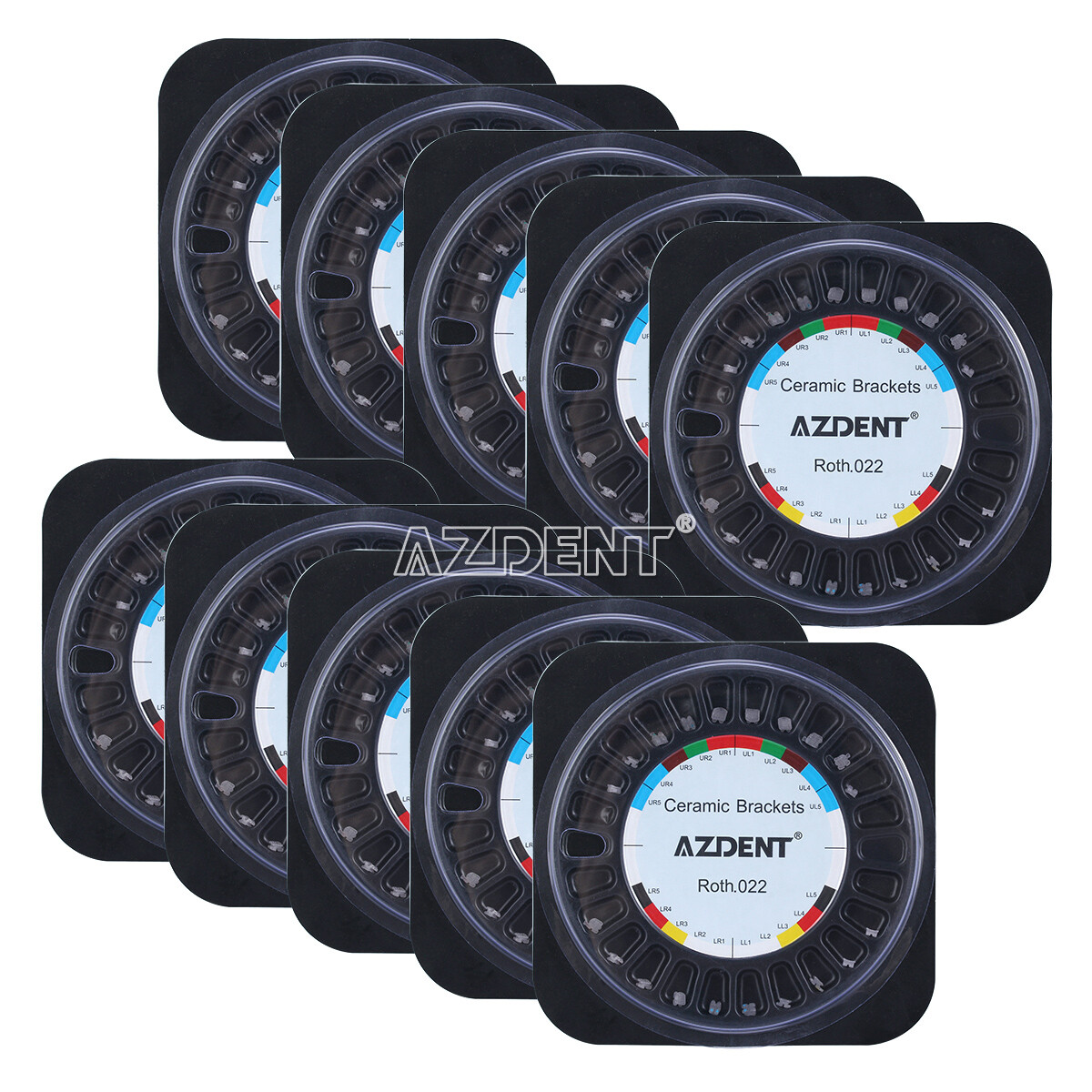 AZDENT Dental Orthodontic Ceramic Brackets Braces Roth/MBT 022 018 3-4-5 Hooks