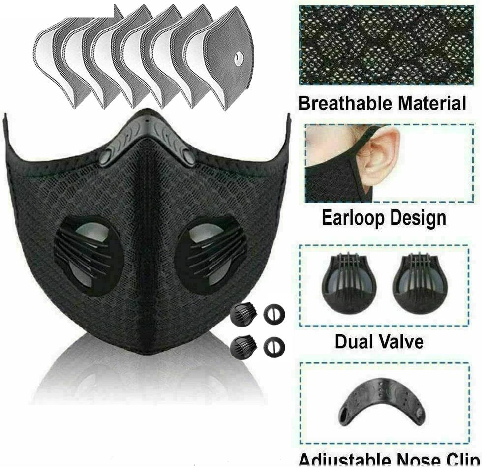 Anti Pollution Half Face Mask Respirator W/ Filters Washable Reusable Facepiece