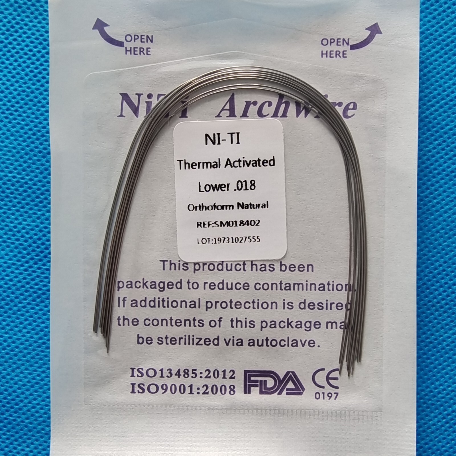 Dental Orthodontic Niti Thermal Activated Round Arch Wire Natural Form
