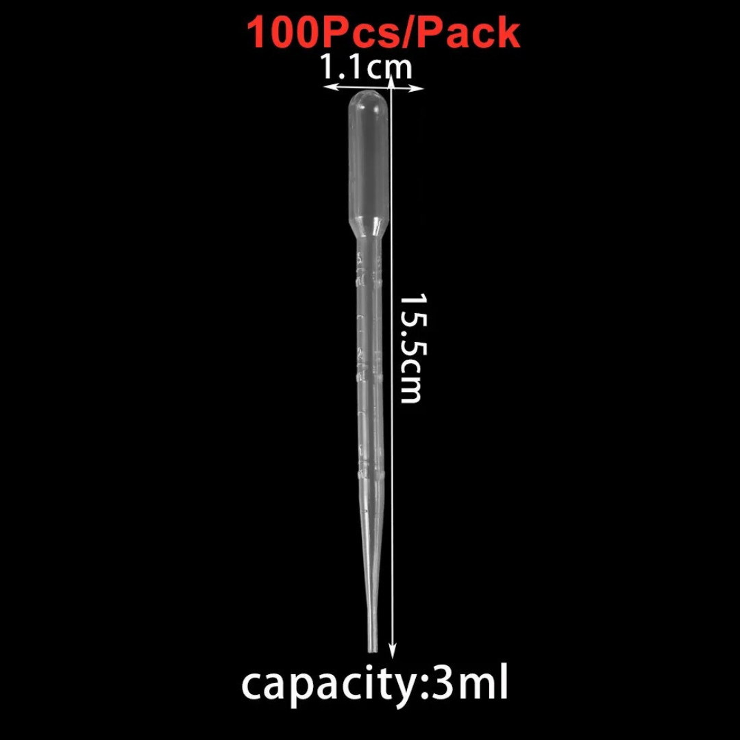 100 PCS 3ml Disposable Eye Dropper Set Transfer Graduated Pipette