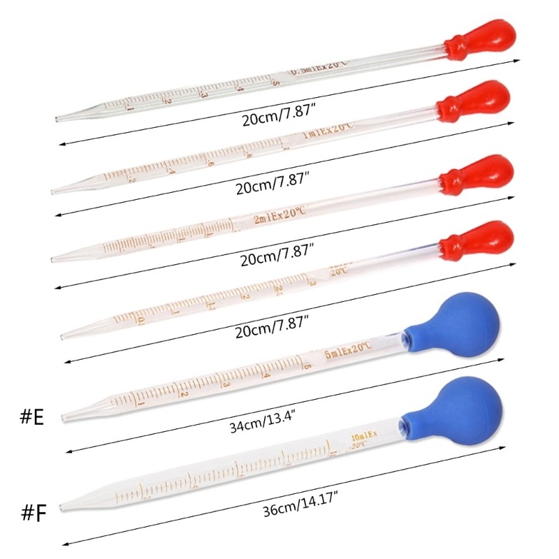 Liquid Dropper 0.5ml, 1ml, 2ml, 3ml, 5ml, 10ml Glass Scale Graduated Dropper