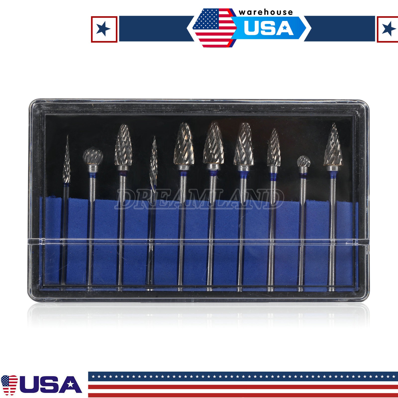 10 Pcs Tungsten Carbide HP Dental Acrylic Bur Drill Coarse Cutter 2.35mm Shank