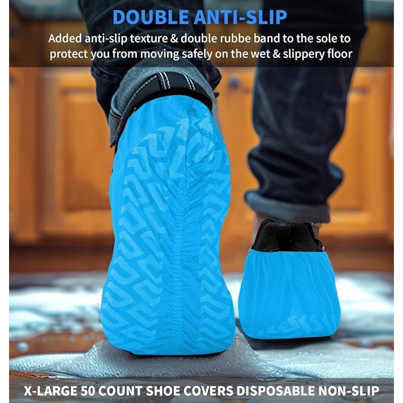 Disposable Non-Slip Shoe Covers Indoor Use Thick Durable Stretchable Booties