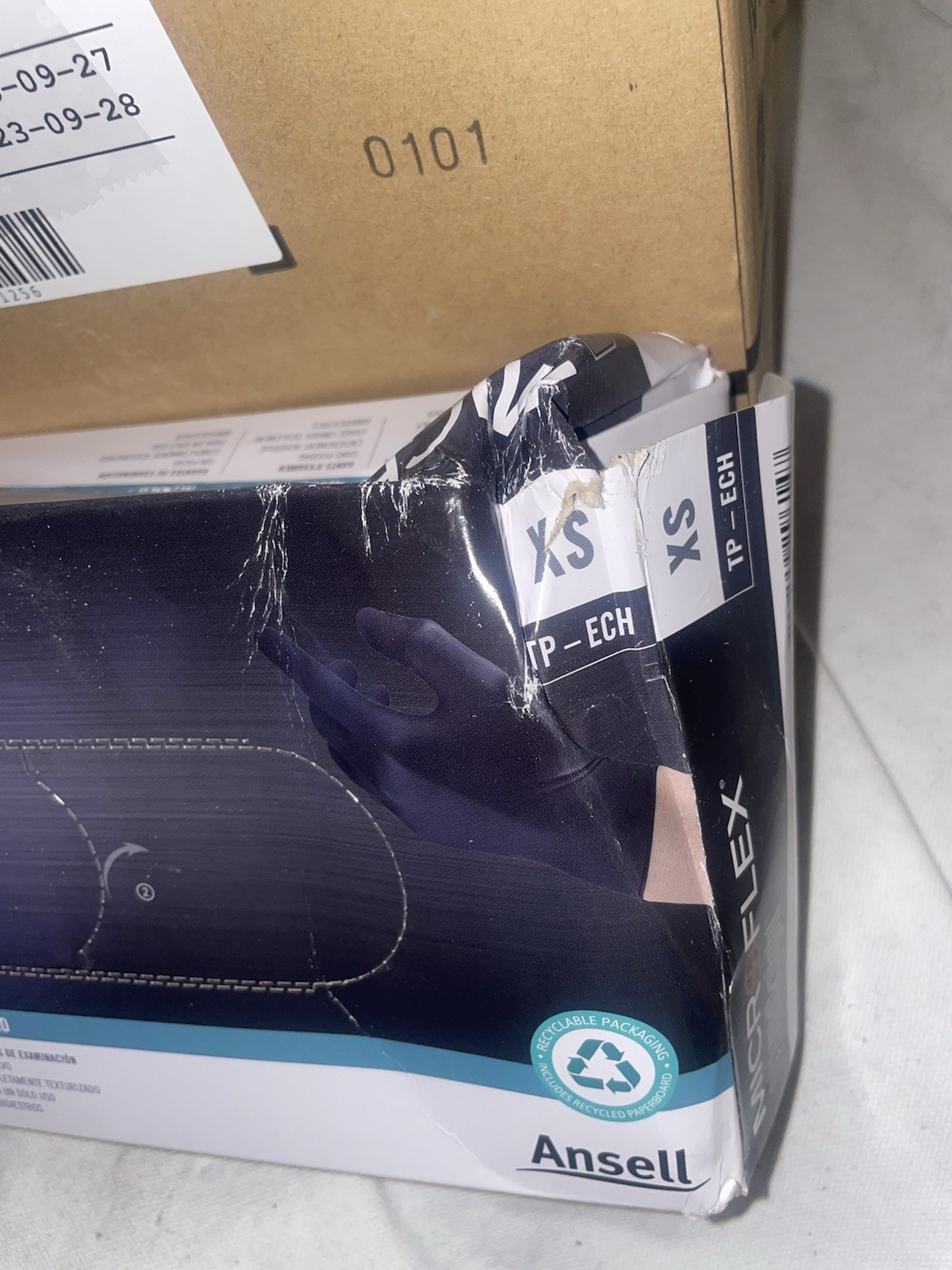 Qty 1000 Gloves Ansell Microflex Mid Knight Nitrile Gloves Size XS (Extra Small)