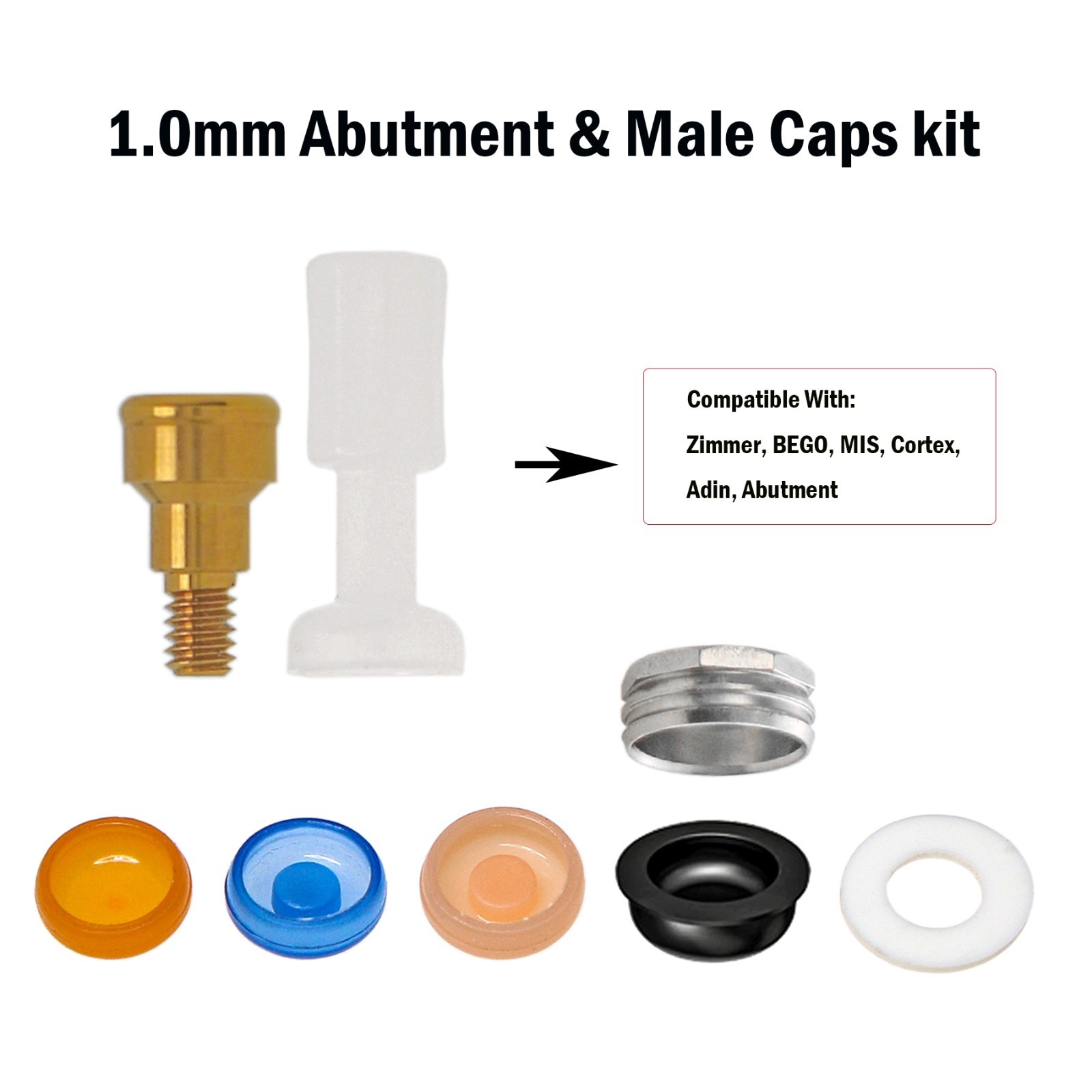 US Locator Abutment for Zimmer Screw-Vent 3.5 Titanium Abutment Male Cap Inserts