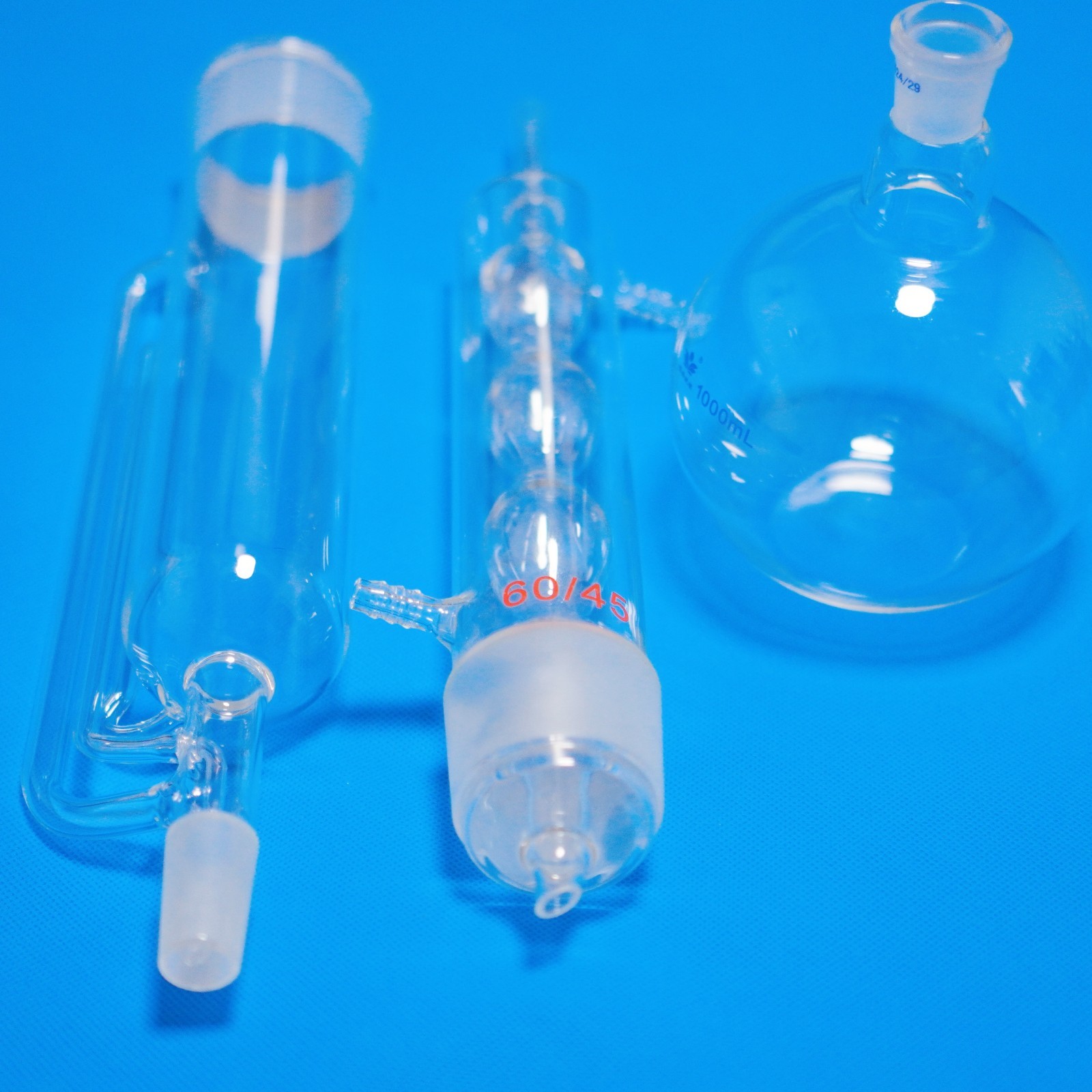 1 set of lab glass soxhlet extractor kit 1000 ml, 500 ml, 250 ml, 150 ml
