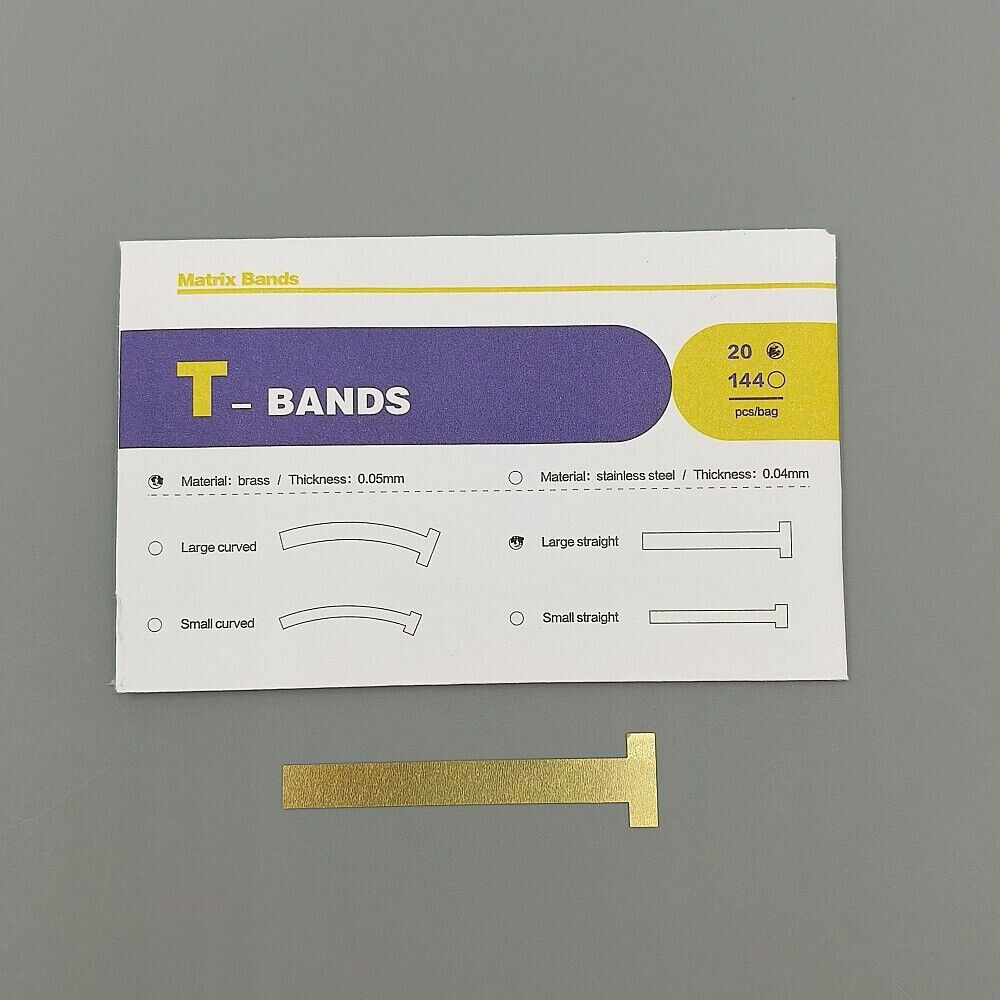 20Pcs/Pack Dental Curved Straight T-Bands Brass Wide Operatory Restorations Tool