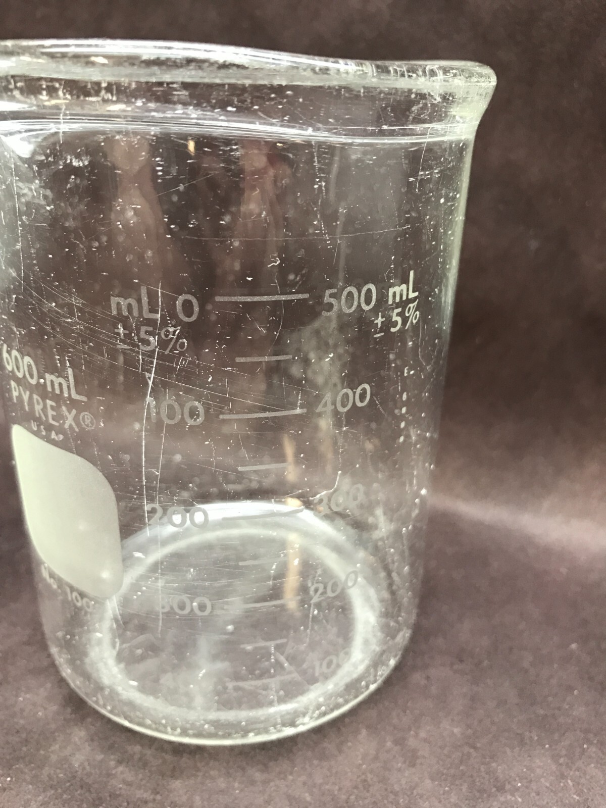 CORNING PYREX Glass 600mL Heavy Duty Dual Graduated Beaker Pour Spout 1003-600 B