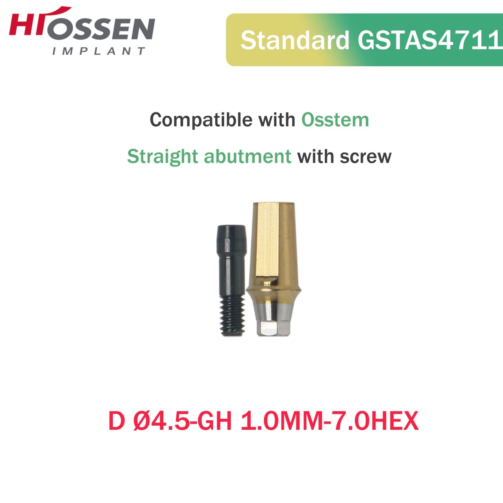 Osstem Hiossen Ti Cemented Straight Abutment Hex Mini/Regular Platform 1-6mm GH