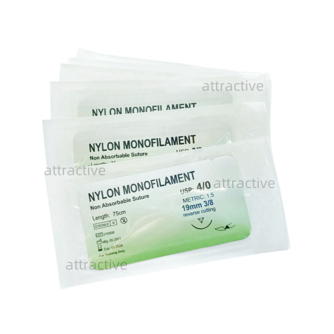 Dental Practise Suture Braided Reverse Needle Cutting Sterile Nylon/Silk/GUT/PGA