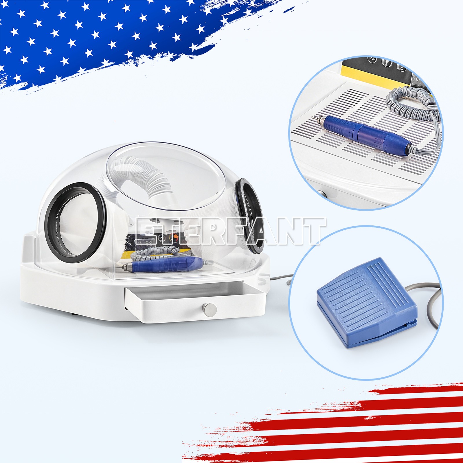 Dental Twin Pen Sandblaster with 2 Al Tanks/Dust-Free Grinding Machine with LED