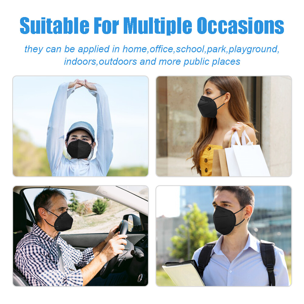 [50 Pieces] Disposable 5-Layers KN95 Face Mask Mouth Protective Respirator Black