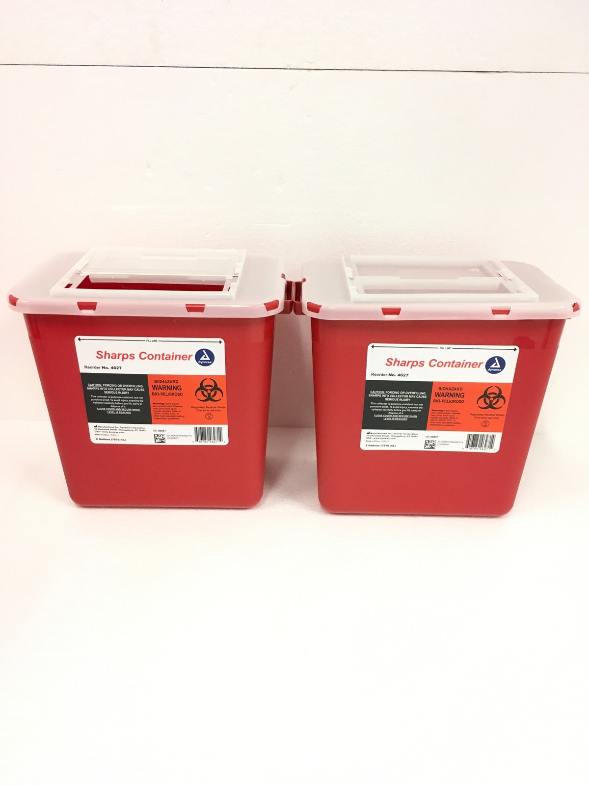 New 6 PACK!! 2 Gallon Sharps Disposable Biohazard Container Red Dynamex 4627