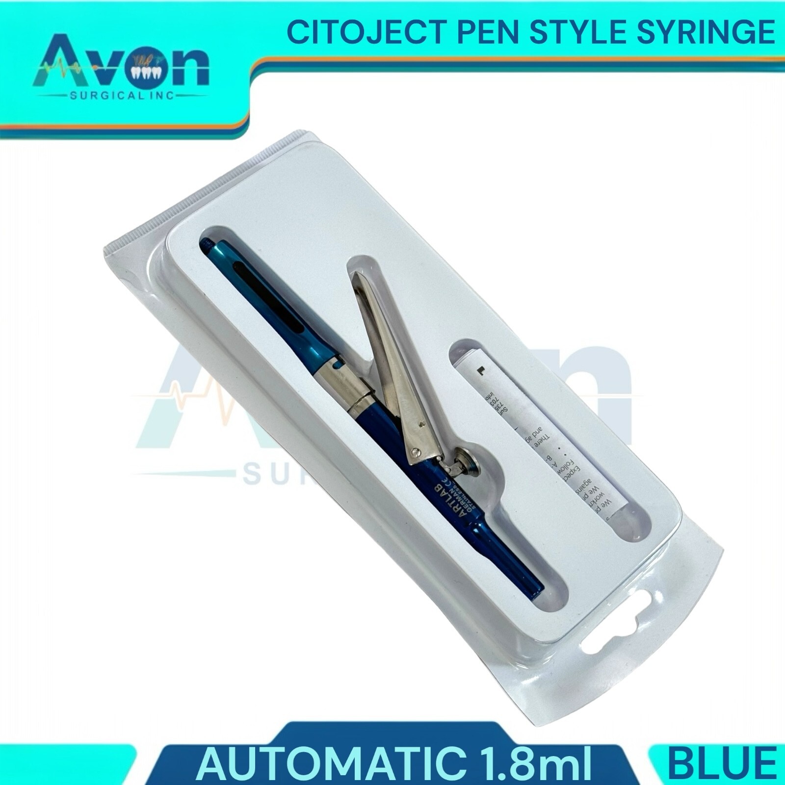 3PK Dental Anthestetic Pen Syringe 1.8mL, Multicolor+Brown+Blue, Stainless