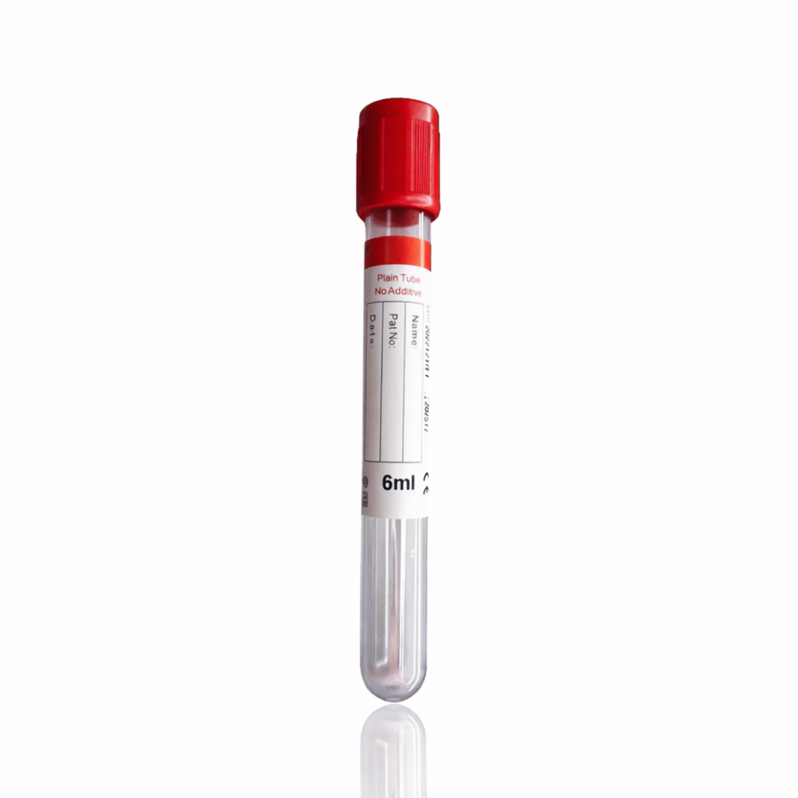 VACUUM BLOOD COLLECTION PLAIN TUBE NO ADDITIVE, RED TOP, 13x100mm 6mL, Exp 12/28