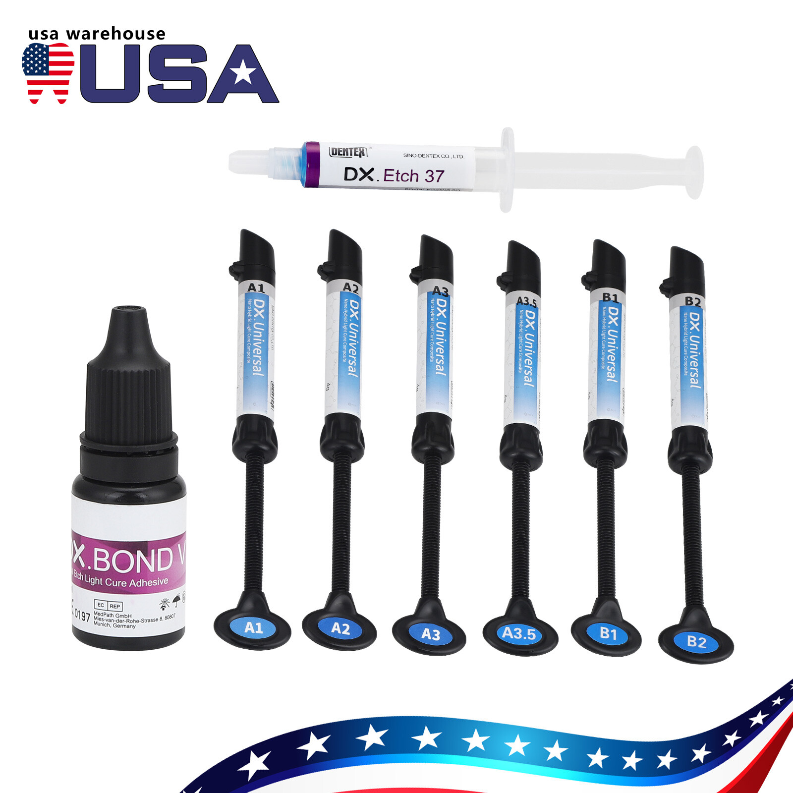 Dental Composite Resin Light Cure Bonding Agent Acid Etching Gel A1 – A3.5 B1