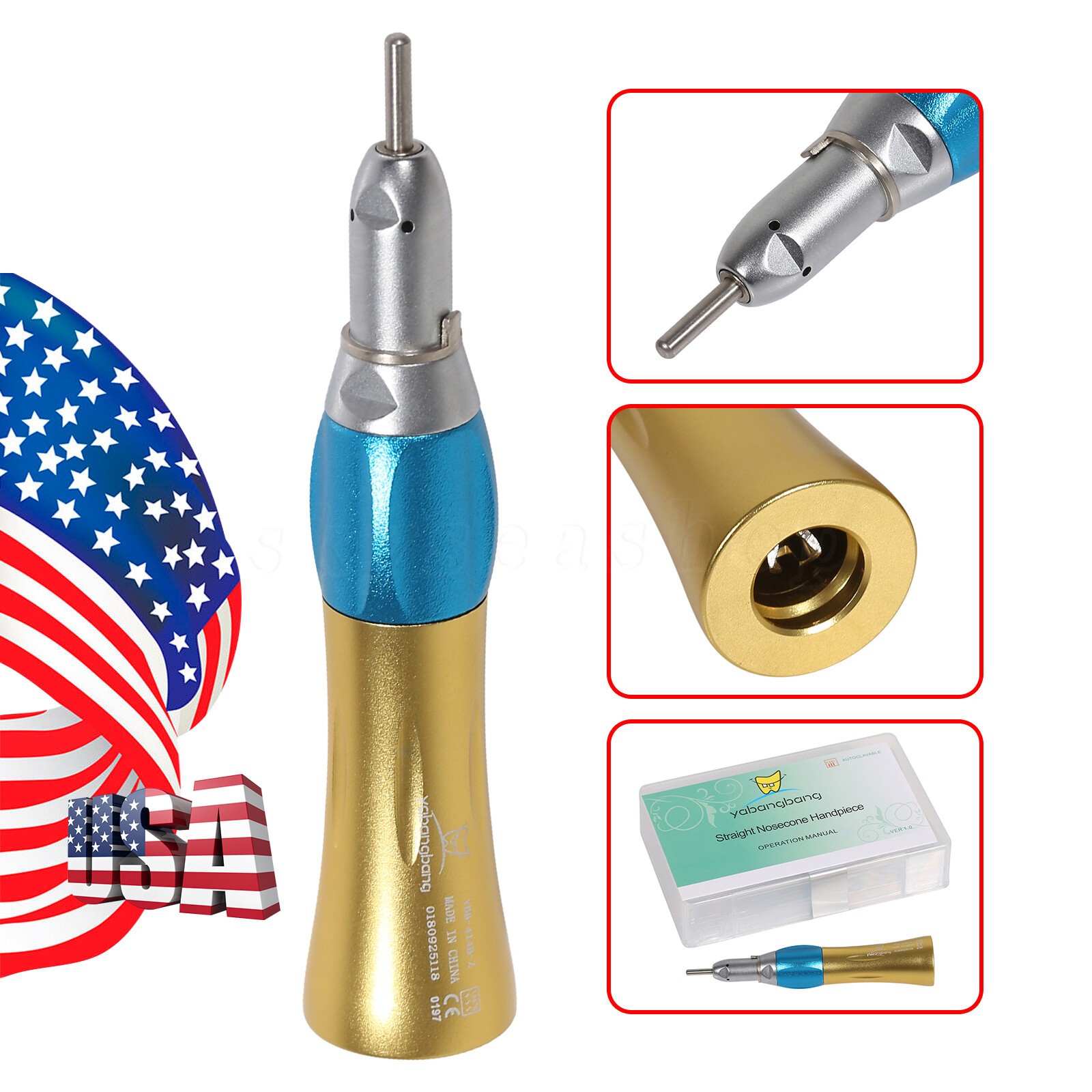 Dental low slow speed straight handpiece/ contra angle/air motor 4 Holes / RA1-8