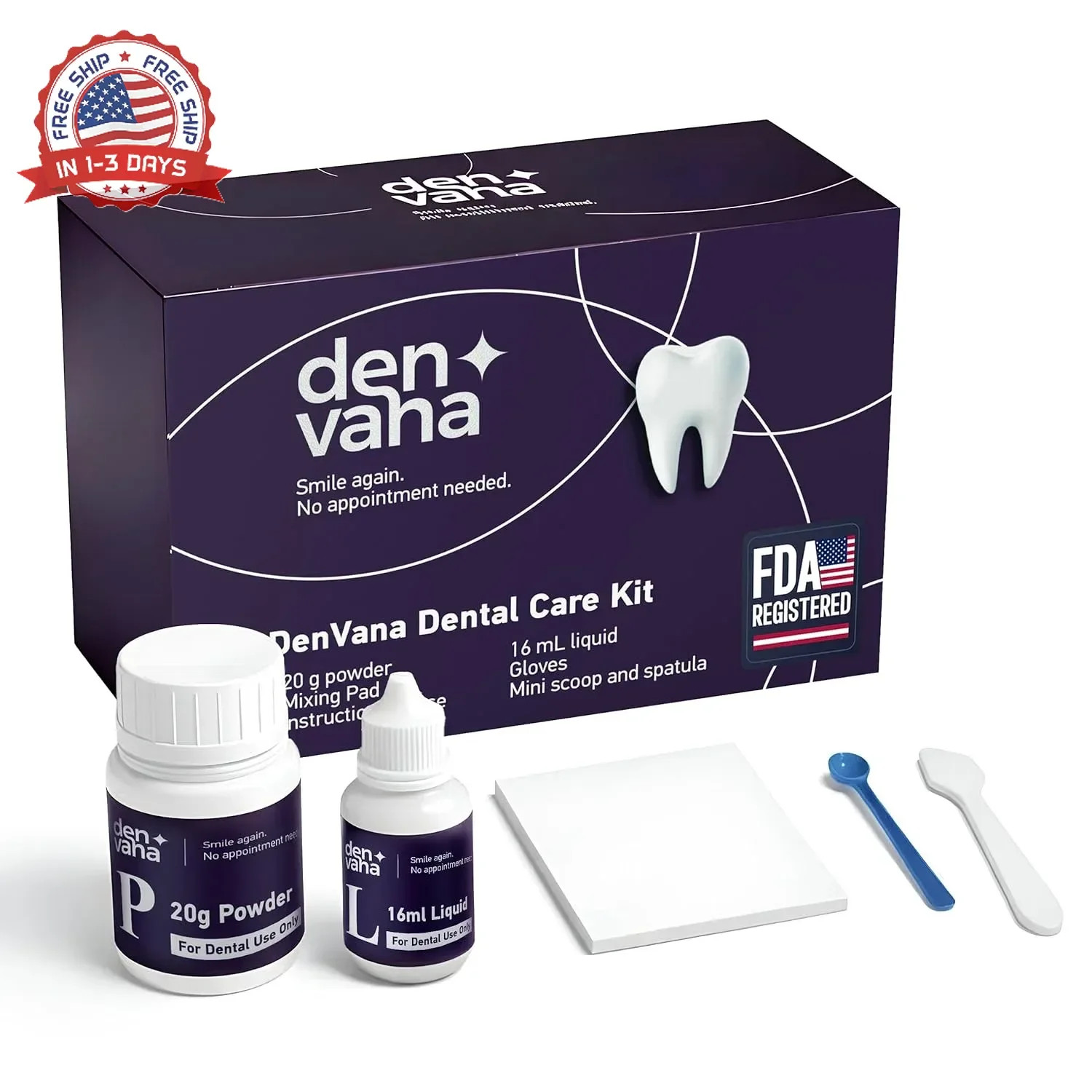 Dental Cement Kit – Zinc Oxide Eugenol Temporary Filling & Crown Repair | Tooth