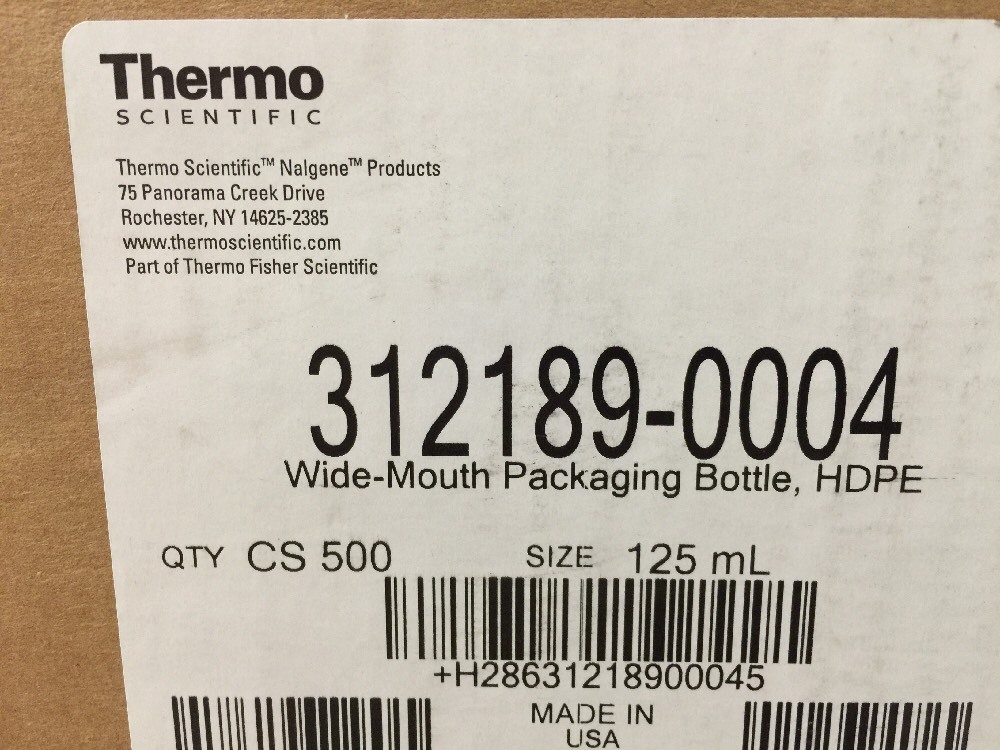 NEW (6) Nalgene Packaging Bottles, 125ml 4oz, Wide Mouth, HDPE