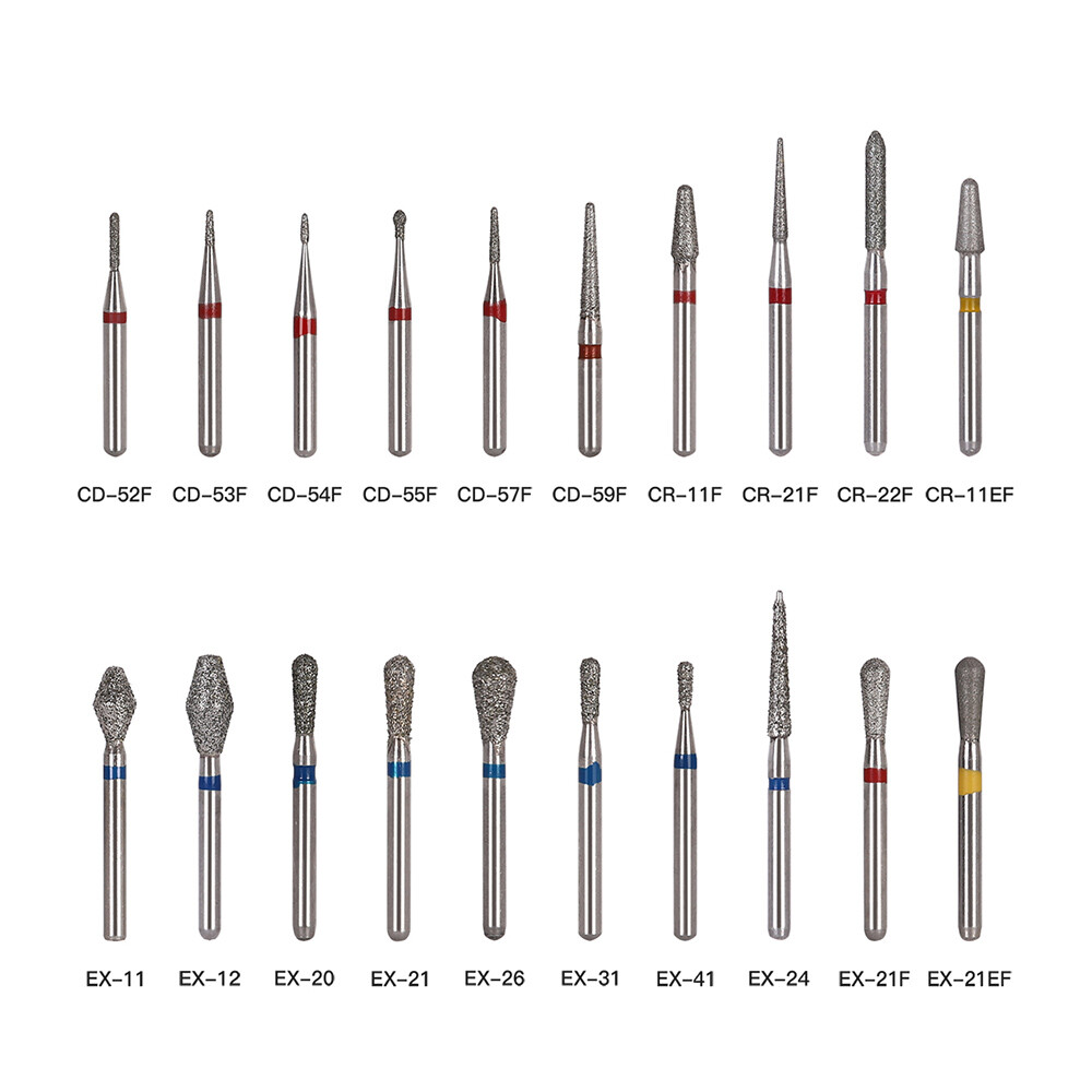 100pcs AZDENT Dental Diamond Burs For High Speed Handpiece Friction Grip 1.6mm