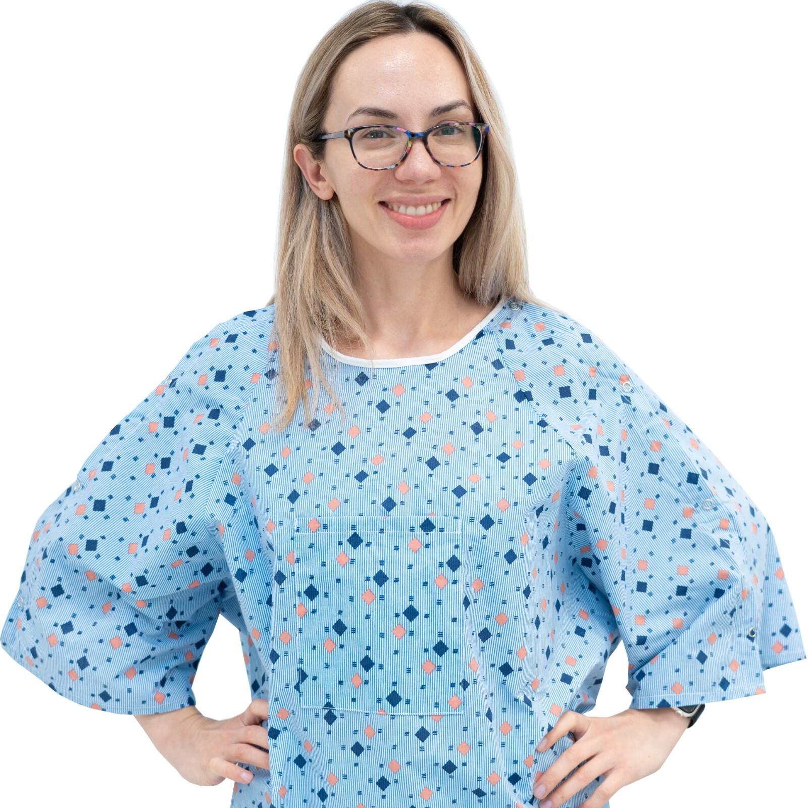 3 Pack – Unisex Hospital Gown IV Snap Sleeves – Fits Small to 2XL