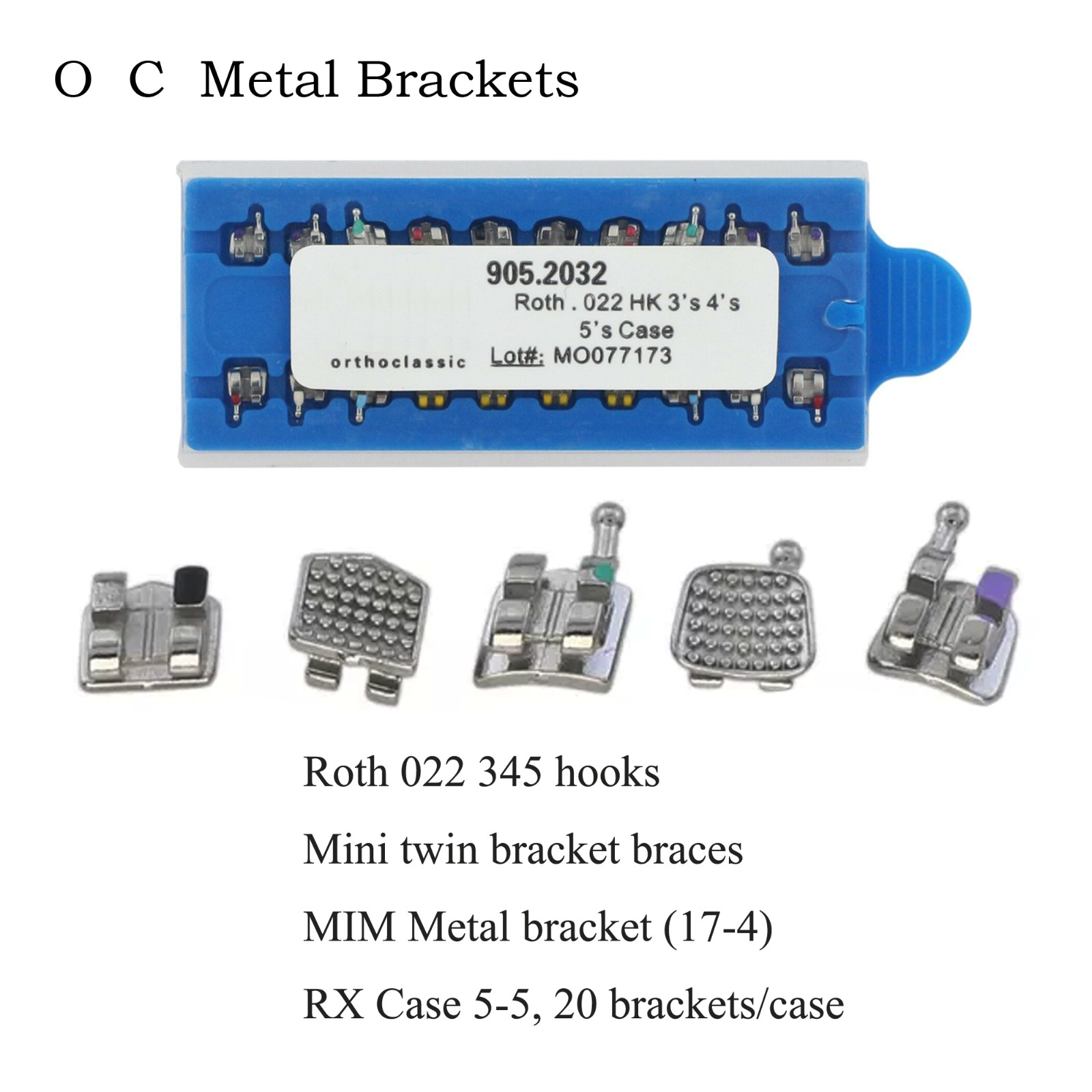Dental Orthodontic Metal Brackets MIM Mini Braces Roth MBT 022 018 345 Hooks 5-5