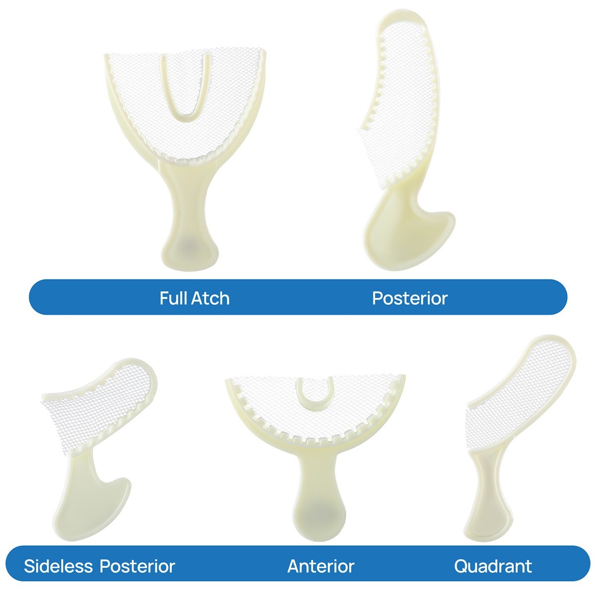 Cubetas triples desechables para impresión dental y registro de mordida, varios