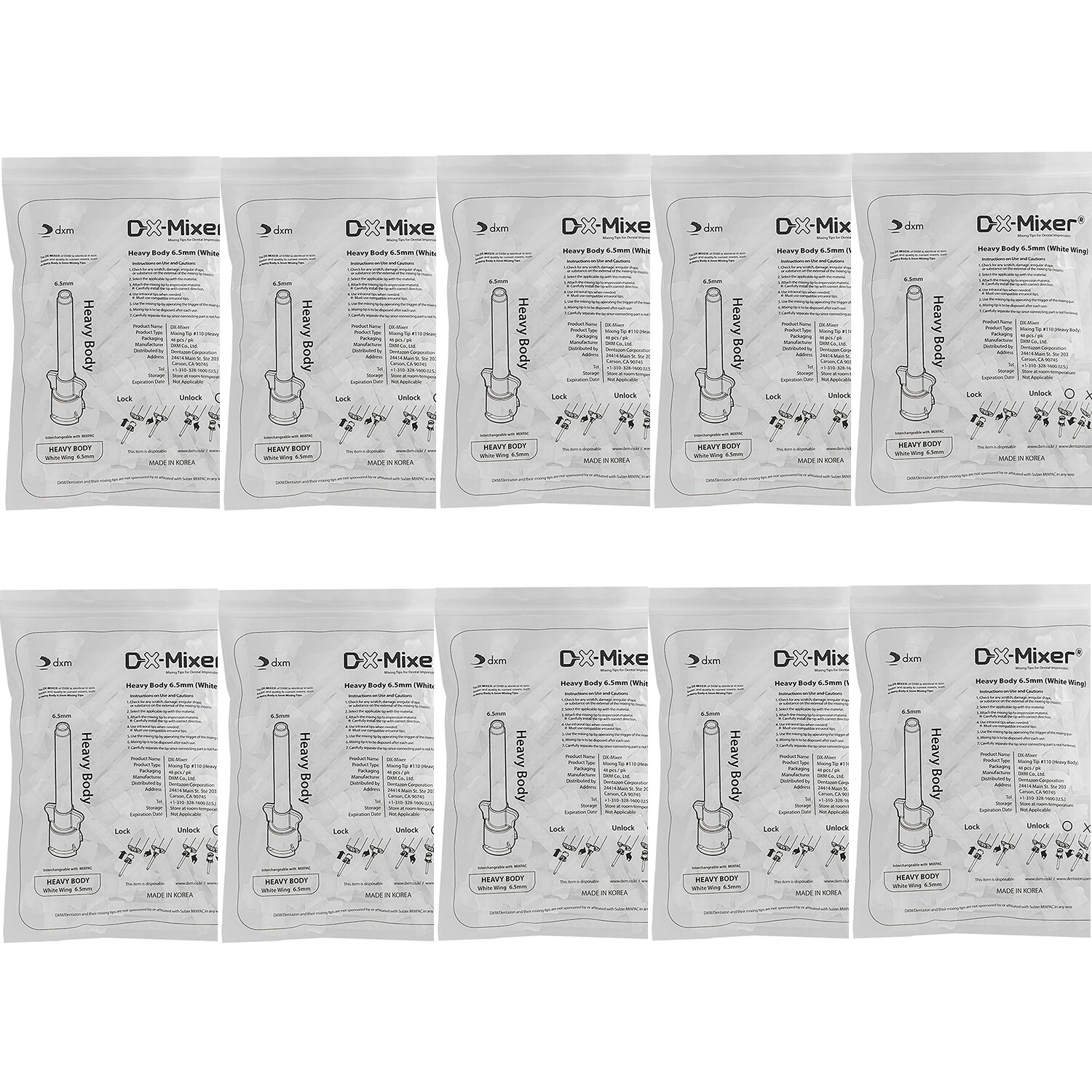 480/10Pack DX-Mixer Mixing Tips Dental Impression Heavy Body 6.5mm FDA
