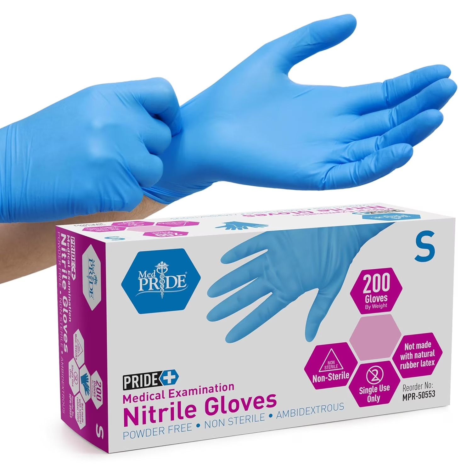MED PRIDE Nitrile Medical Exam Gloves Disposable Powder-Free Latex-Free 400–2000
