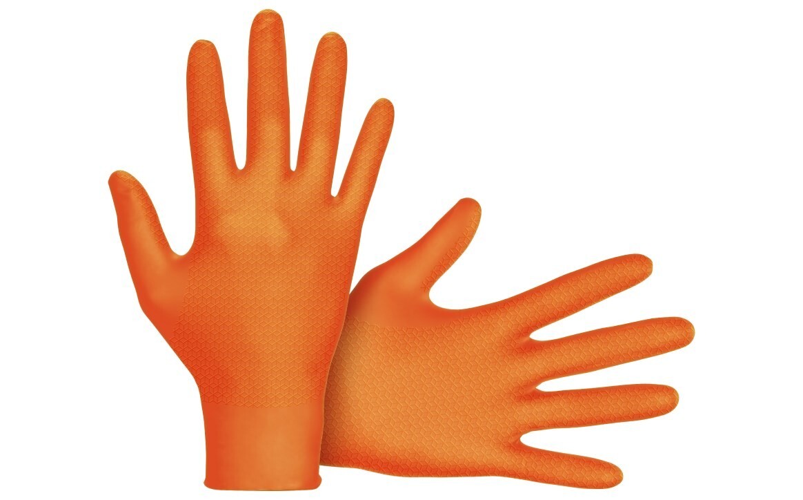 SAS Safety Astro-Grip Orange Nitrile Gloves, 7 mil Thick, 1000/Cs (M-2XL)