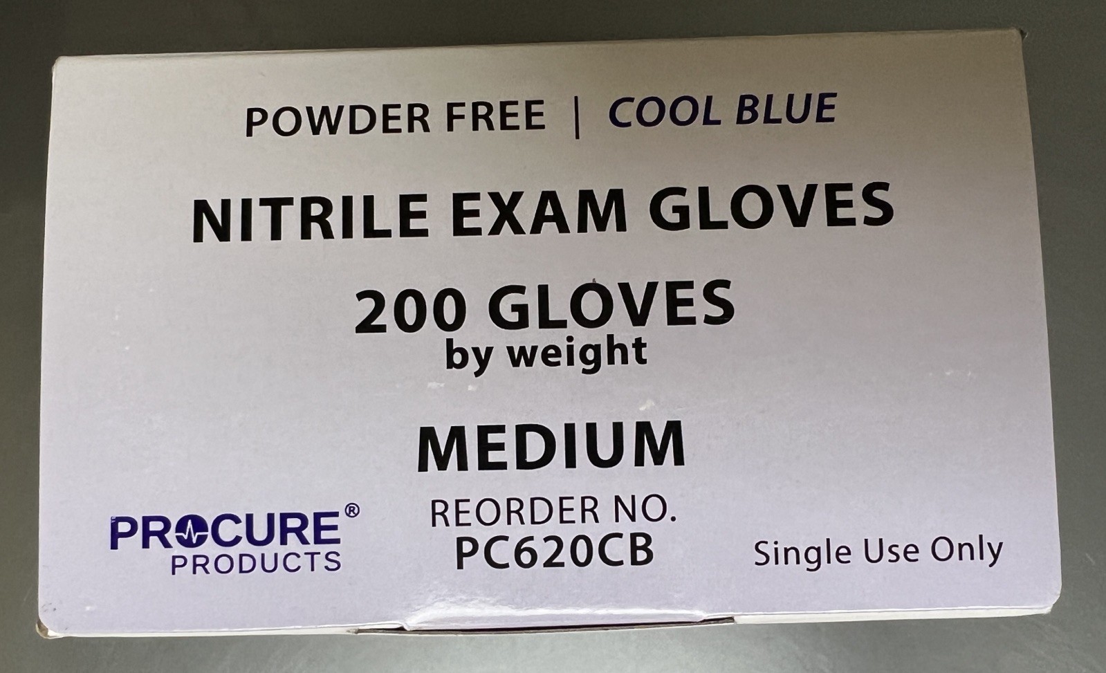 Procure Nitrile Exam Gloves #PC630CB, Powder Free, Blue, Medium, 1 Box – Qty 200