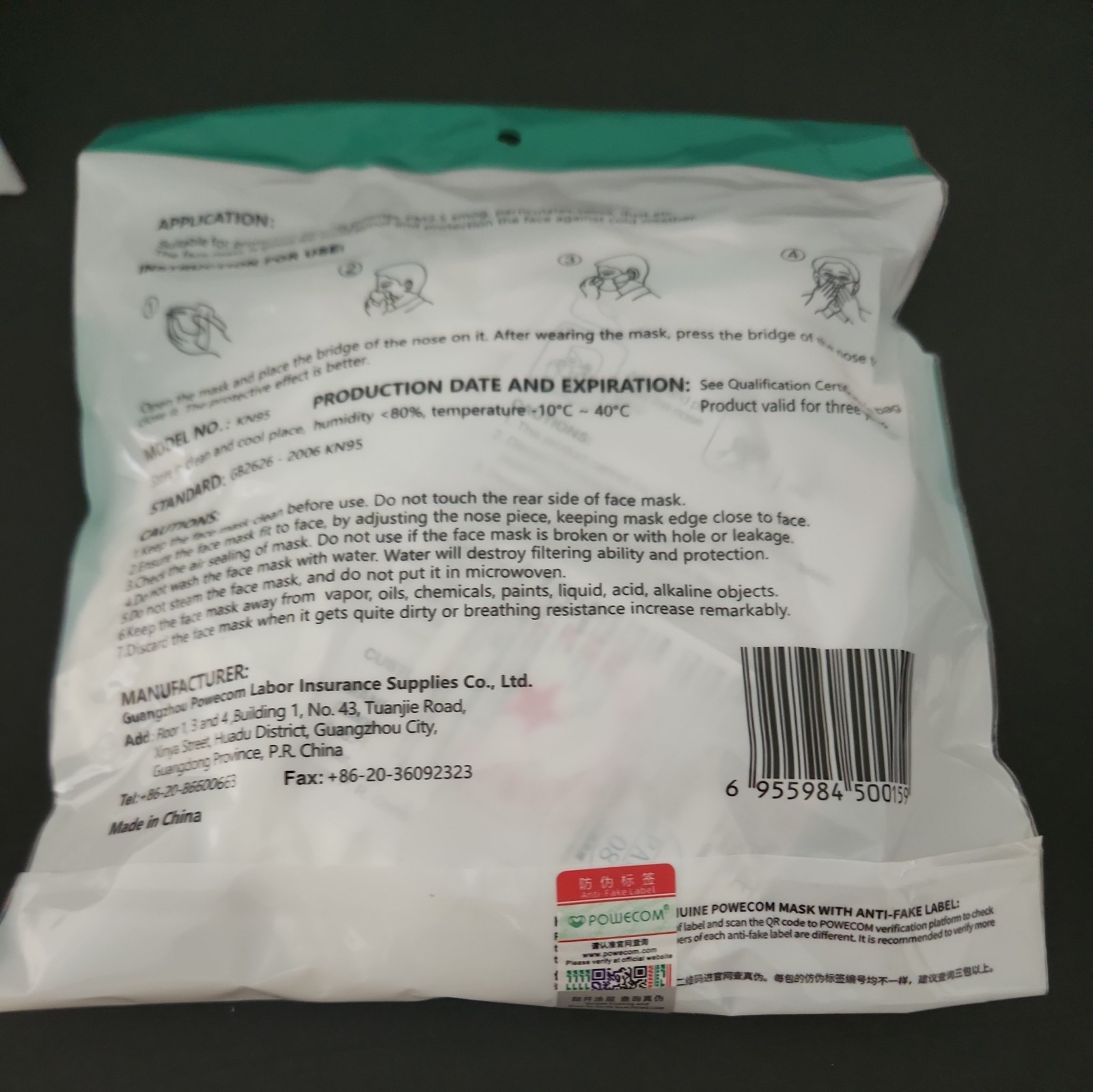 KN95 Protective Mask GB2626-2006 (5 bags of 10ct)